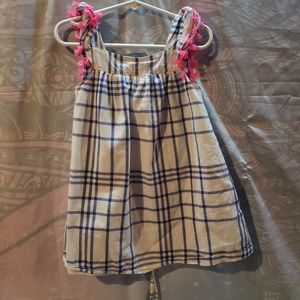 Plaid Dress with Pink Fringe